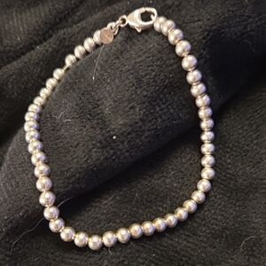 Elegant Silver Beaded Bracelet .925 Silver, fits Wrist Up To 7 Inches